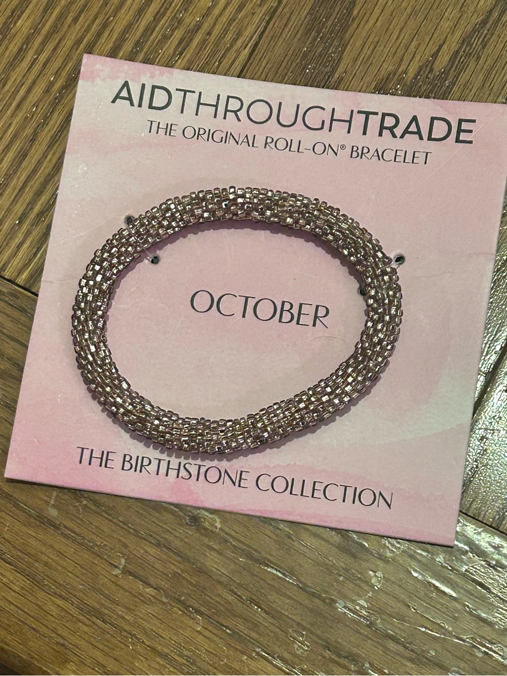 AidThroughTrade October Pink Crystal Roll-On Bracelet Birthstone Collection New